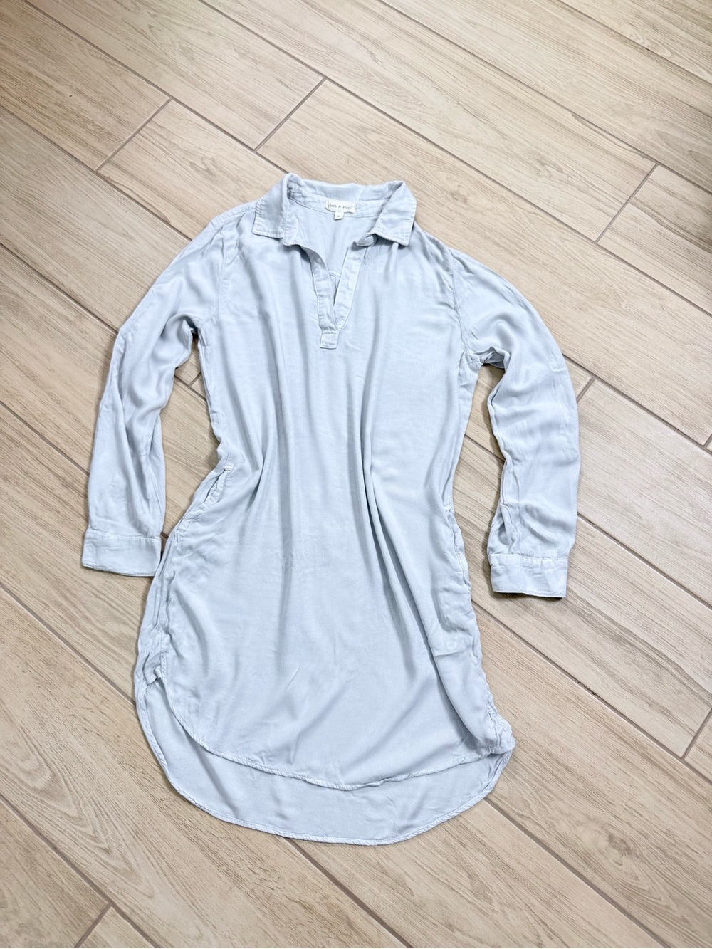 Cloth & Stone Anthropologie Tencel Shirt Dress Gray Popover Size M